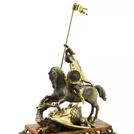 Каминные часы "Рыцарские. Георгий Победоносец" яшма