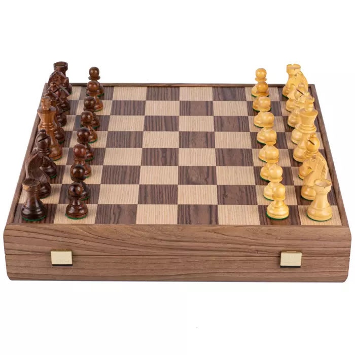 Шахматы из орехового дерева "Классика" с узором