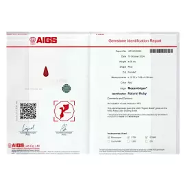 Необработанный мозамбикский рубин 4.08 карата, голубиная кровь