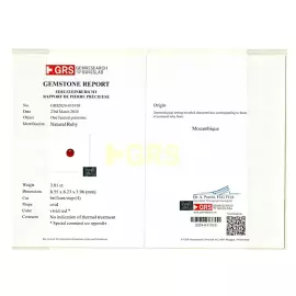 Необработанный мозамбикский рубин 3.01 карата – 8 мм, голубиная кровь