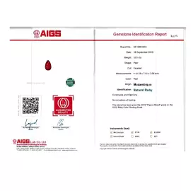 Необработанный мозамбикский рубин 3.01 карата, голубиная кровь