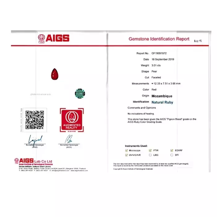 Необработанный мозамбикский рубин 3.01 карата, голубиная кровь