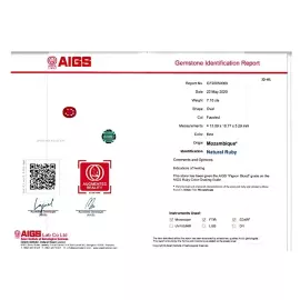 Обожженный мозамбикский рубин 7.09 карата, голубиная кровь