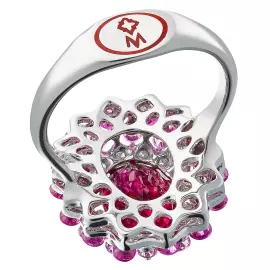 Кольцо из белого золота с рубеллитом "Цветной бал"