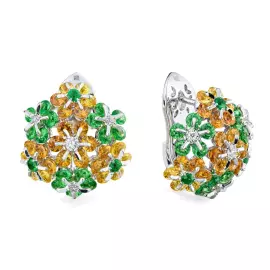 Комплект ювелирных украшений из белого золота "Цветоделика"