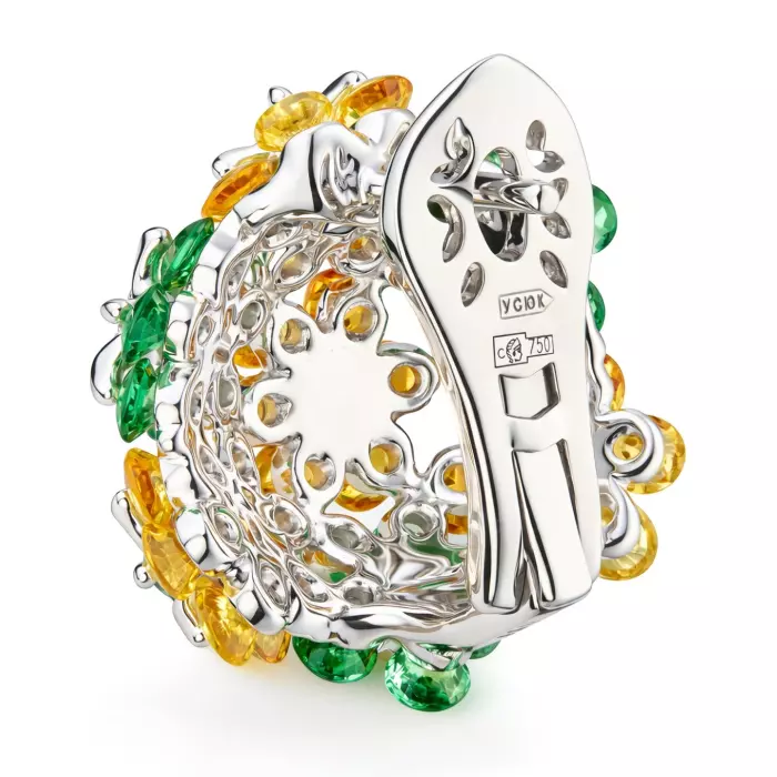 Комплект ювелирных украшений из белого золота "Цветоделика"