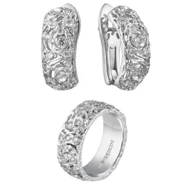 Комплект ювелирных украшений из белого золота "Звездная ночь"