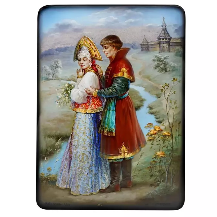 Шкатулка "Парочка" Шиковная, Федоскино