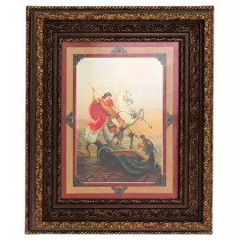 Икона на сусальном золоте "Георгий Победоносец" изумруд/терракот