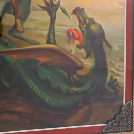 Икона на сусальном золоте "Георгий Победоносец" изумруд/терракот