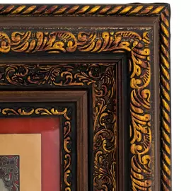 Икона на сусальном золоте "Георгий Победоносец" изумруд/терракот