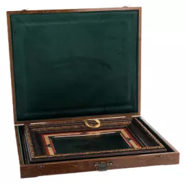 Икона на сусальном золоте "Георгий Победоносец" изумруд/терракот