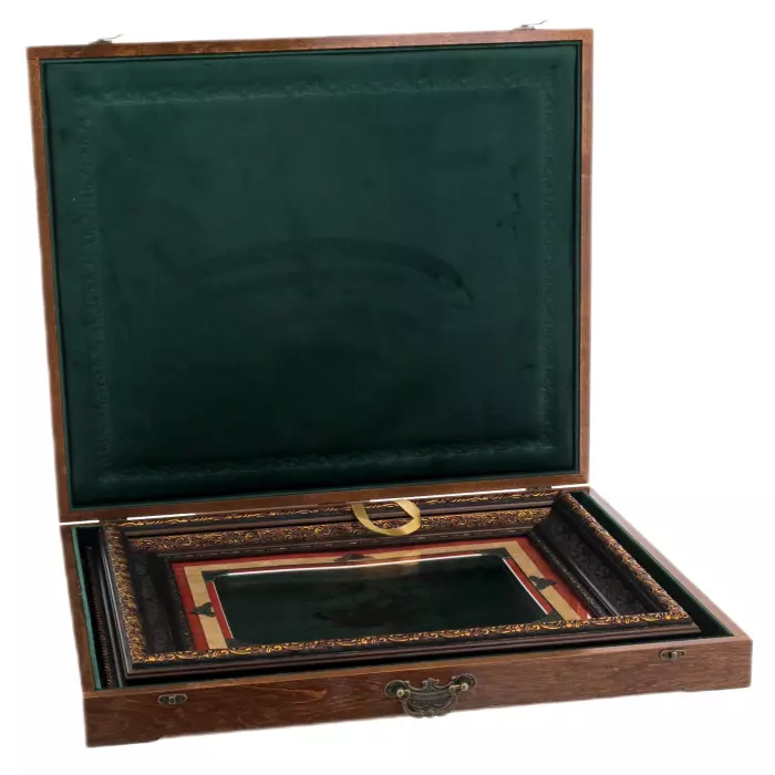 Икона на сусальном золоте "Георгий Победоносец" изумруд/терракот