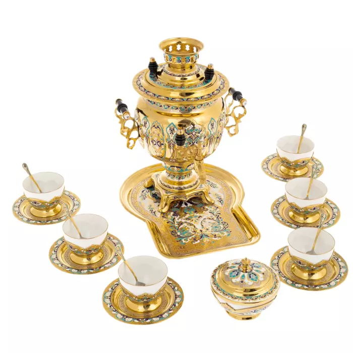 Чайный набор с самоваром "Чаепитие" на 6 персон, Златоуст