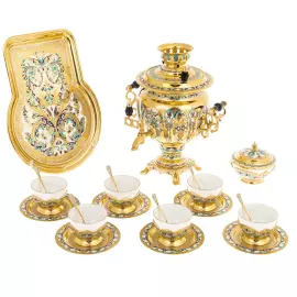 Чайный набор с самоваром "Чаепитие" на 6 персон, Златоуст