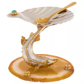 Икорница на срезе агата "Белуга" Златоуст