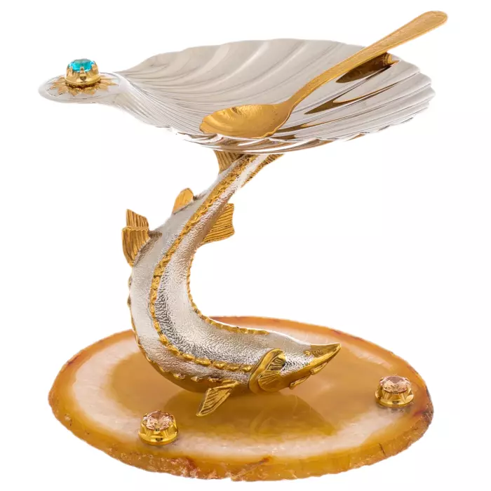 Икорница на срезе агата "Белуга" Златоуст