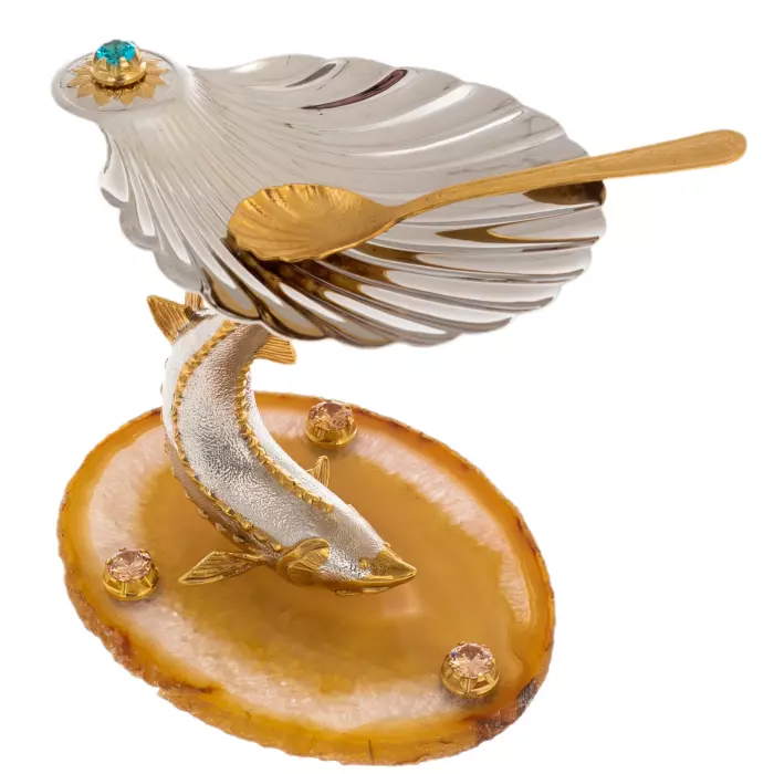 Икорница на срезе агата "Белуга" Златоуст