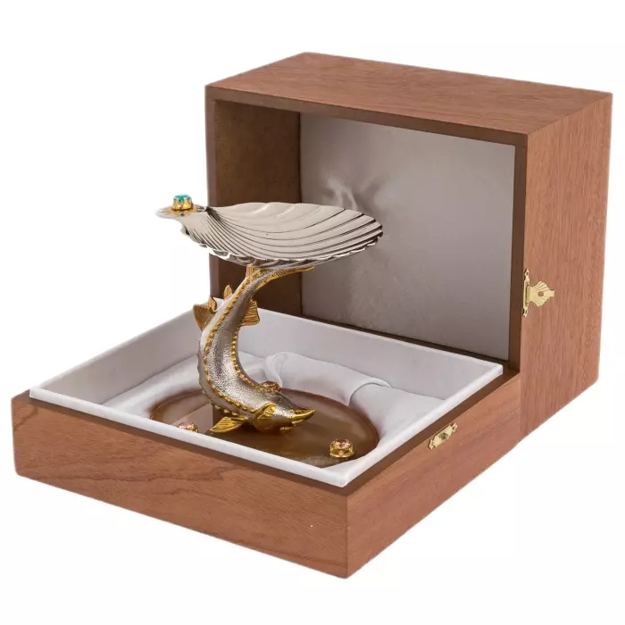 Икорница на срезе агата "Белуга" Златоуст