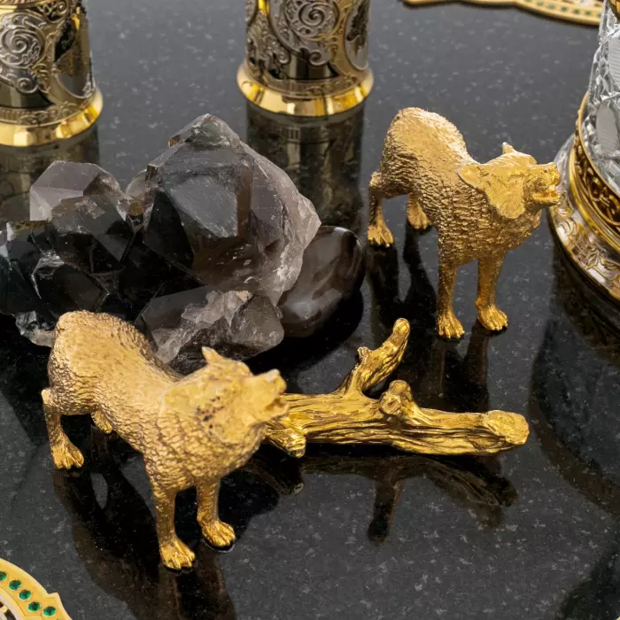 Набор для водки "Волки" на 4 персоны, Златоуст