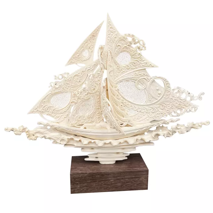 Высокохудожественная скульптура из бивня мамонта "Ветер перемен"