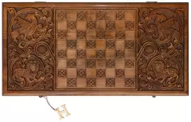 Резные нарды из бука "Морда тигра"