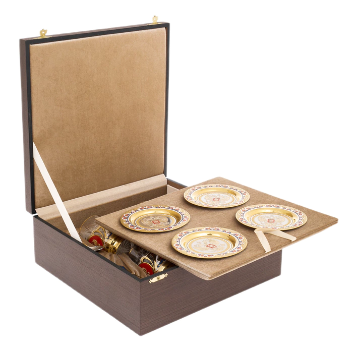 Чайный набор "Герб РФ" с эмалями, на 4 персоны Златоуст