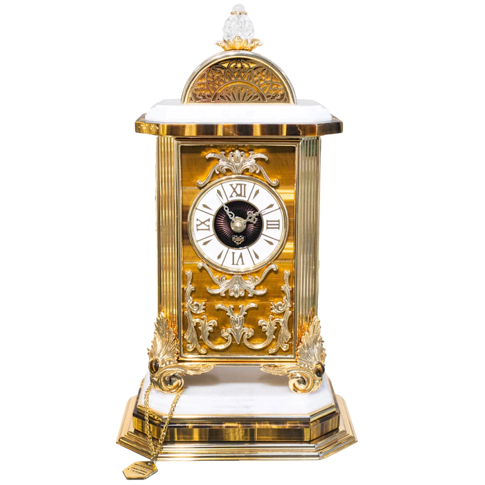 Часы из тигрового глаза и бронзы "Archimede"