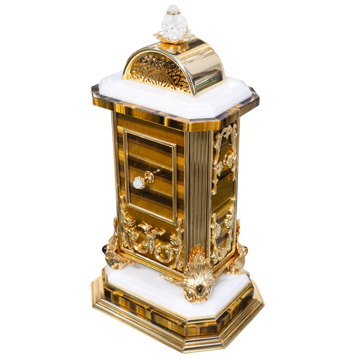 Часы из тигрового глаза и бронзы "Archimede"