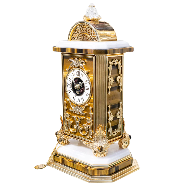 Часы из тигрового глаза и бронзы "Archimede"