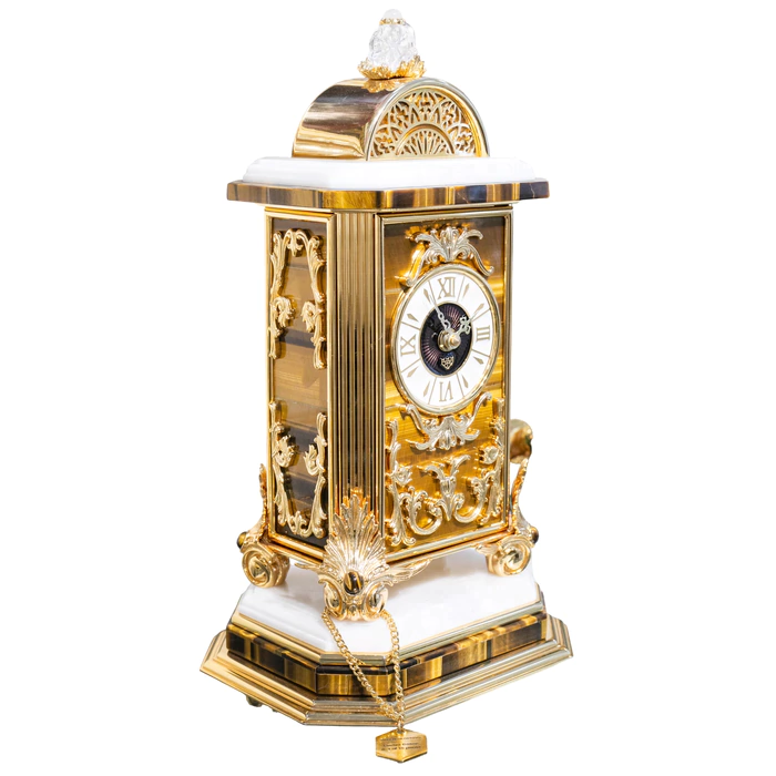 Часы из тигрового глаза и бронзы "Archimede"