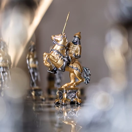 Bronze, marble and onyx chess set "Napoleon vs Dmitry" for 2 persons