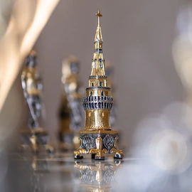 Bronze, marble and onyx chess set "Napoleon vs Dmitry" for 2 persons