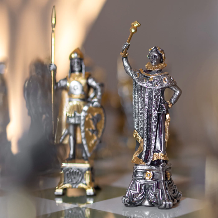 Bronze, marble and onyx chess set "Napoleon vs Dmitry" for 2 persons