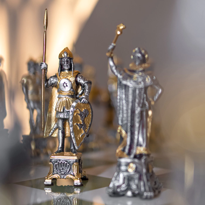 Bronze, marble and onyx chess set "Napoleon vs Dmitry" for 2 persons