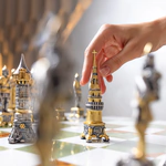 Bronze, marble and onyx chess set "Napoleon vs Dmitry" for 2 persons