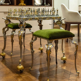 Bronze, marble and onyx chess set "Napoleon vs Dmitry" for 2 persons