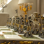 Bronze, marble and onyx chess set "Napoleon vs Dmitry" for 2 persons