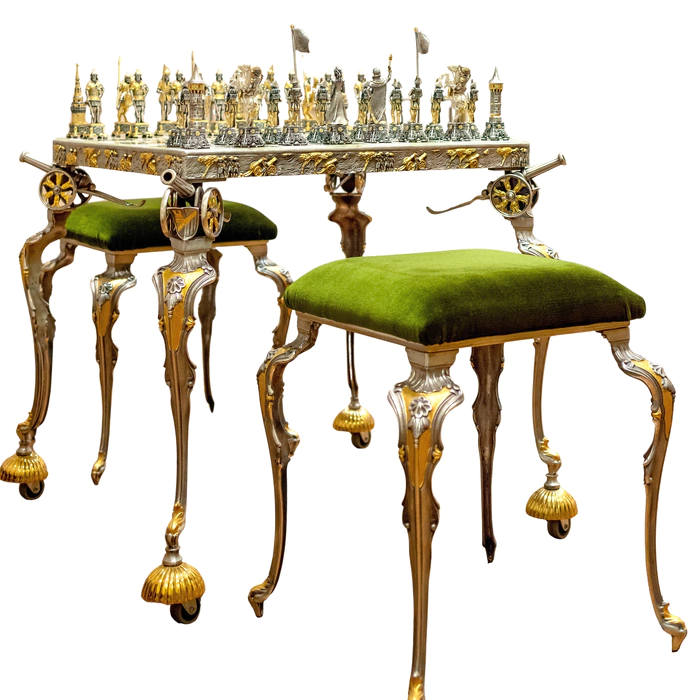 Bronze, marble and onyx chess set "Napoleon vs Dmitry" for 2 persons