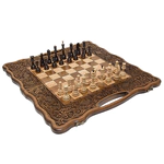 Carved "Grape Hedge" game set (chess, backgammon and checkers)