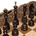 Carved "Grape Hedge" game set (chess, backgammon and checkers)