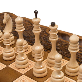 Carved "Grape Hedge" game set (chess, backgammon and checkers)