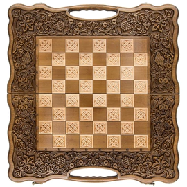 Carved "Grape Hedge" game set (chess, backgammon and checkers)