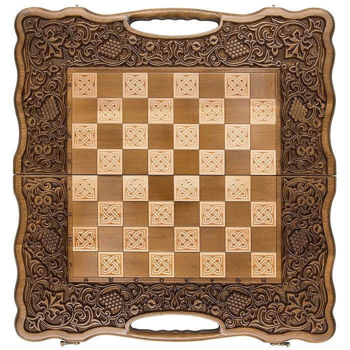 Carved "Grape Hedge" game set (chess, backgammon and checkers)
