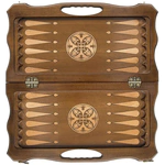 Carved "Acropolis" game set (chess, backgammon and checkers)