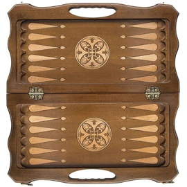 Carved "Acropolis" game set (chess, backgammon and checkers)