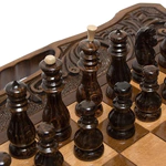 Carved "Acropolis" game set (chess, backgammon and checkers)