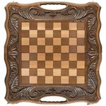 Carved "Acropolis" game set (chess, backgammon and checkers)
