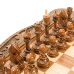 Carved "Grenadine" small game set (chess, backgammon and checkers)