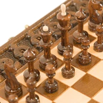 Carved "Grenadine" small game set (chess, backgammon and checkers)